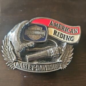 Harley-Davidson American Riding Belt Buckle - Silver and Red